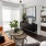 a living room with a large mirror