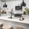 a kitchen with a white countertop